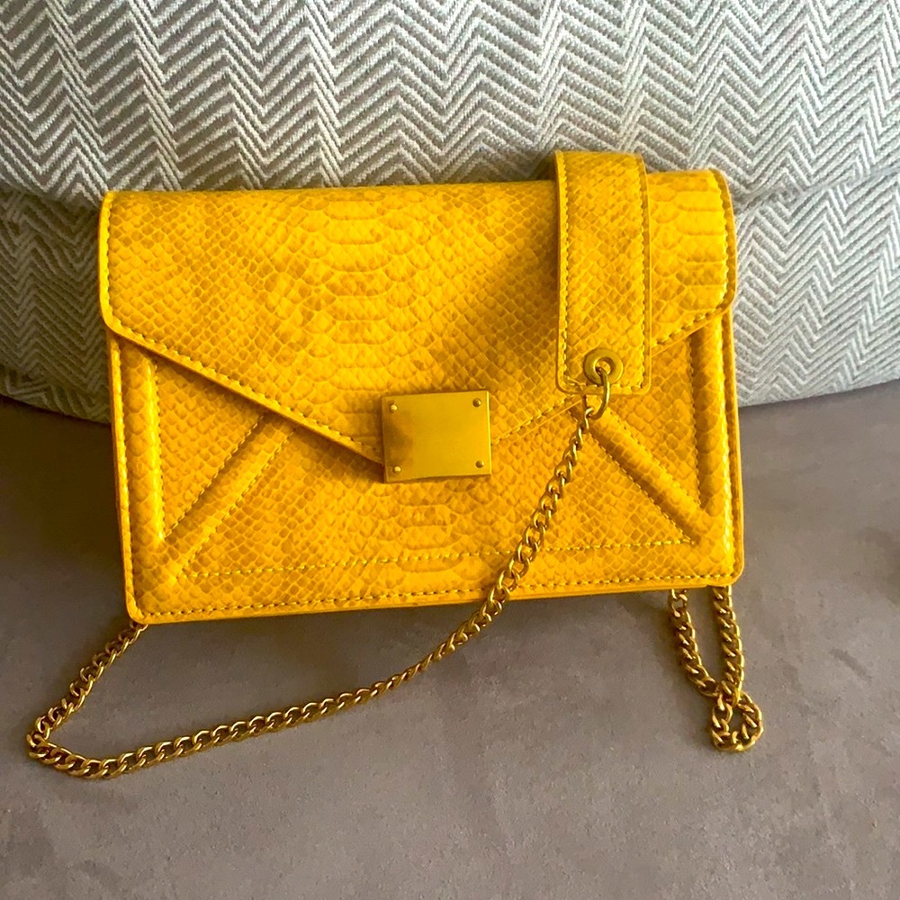 NWT ASOS Design Multi-way Shoulder and Crossbody Bag Mustard Snake